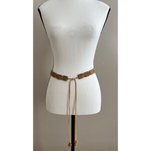 Vintage macrame and wood bead belt